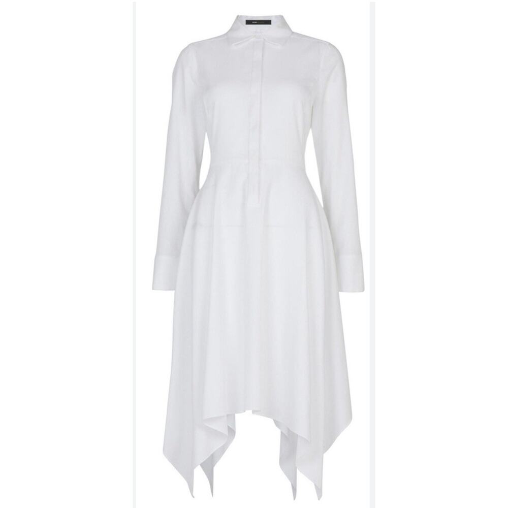 BcbgMaxazria Beatryce White Asymmetrical White Dress Size L 100% Cotton - Picture 3 of 16